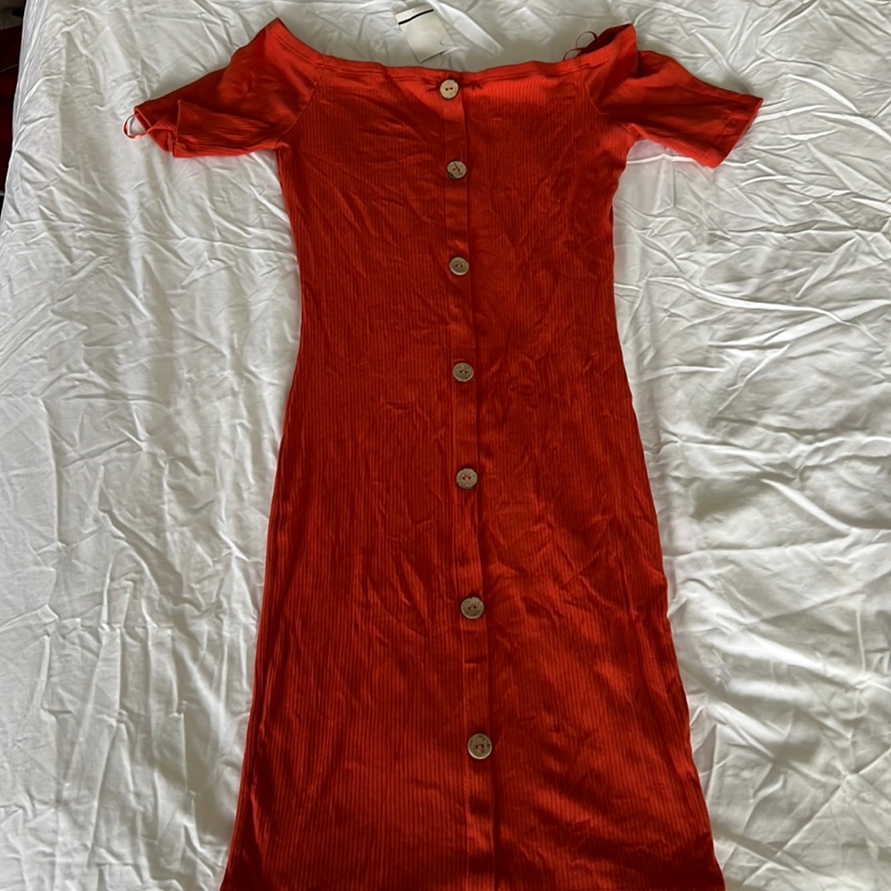 Burnt orange midi tight fit dress